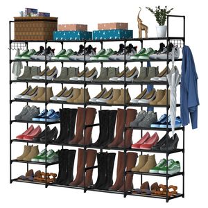 Scarpiera a 8 livelli e 4 file in metallo, autoportante, grande, per 56 paia di scarpe, con porta scarpe per 56 paia, unità organizer alta per scarpe - Product Image 1