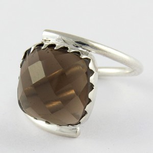 Bagues en argent sterling 925 avec quartz fumé en forme de cœur, sertissage clos, style bohème, bijoux - Product Image 3