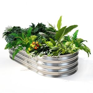 Kit de jardinière surélevée ovale en métal galvanisé pour légumes, fleurs et herbes avec bordure en caoutchouc sécurisée - Product Image 4