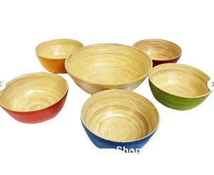 Best Seller Set Of 6 Bamboo Bowls Bamboo Salad Baby Bowl With Vivid Color