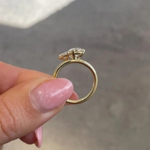 Pear Cut Moissanite Ring 925 Sterling Silver Gold Plated Two Stone Prong Set Engagement Wedding Jewelry Custom - Product Image 2