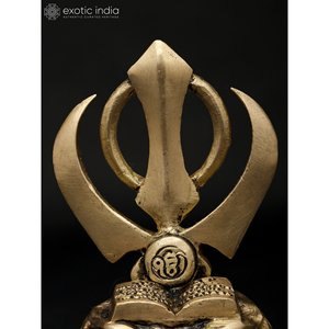 Sculpture en laiton artisanale de 4 pouces du symbole religieux sikh Khanda Sahib - Product Image 4