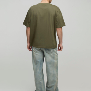 เสื้อยืดแขนสั้นทรงโอเวอร์ไซส์ผ้าฝ้าย 100% คุณภาพสูงสำหรับผู้ชาย พร้อมดีไซน์พื้นผ้าด้านหน้าสำหรับพิมพ์ลายดิจิทัล - Product Image 6
