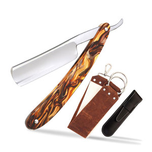 Best Selling Stainless Steel Wood Handle Reusable High Quality <b>Straight</b> Shaving <b>Razors</b> - Product Image 1