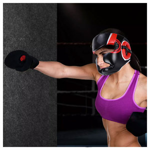 Black PU Leather <b>Boxing</b> Head Guard Protective Gear for Adults Unisex Universal Use - Product Image 6