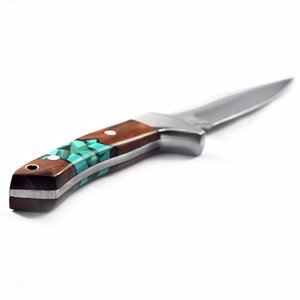 Cuchillo Bowie Táctico OEM Personalizado con Mango de Palisandro y Funda de Cuero, Hoja de Acero 440C de Espiga Completa para Caza, Camping y Fileteado - Product Image 5