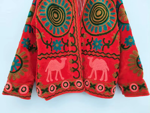 Veste bomber réversible en velours pour femme, broderie florale faite à la main, style vintage, vêtement d'extérieur haut de gamme, automne/hiver, coton - Product Image 4
