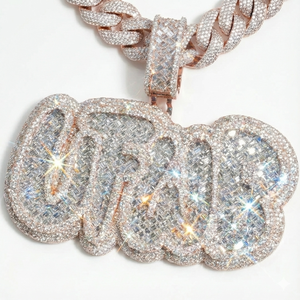 Custom Moissanite Iced <b>Name</b> Pendant Hip Hop Style Brilliant Cut Letter 3D <b>Chain</b> Men's Jewelry for Certified Luxury Gold - Product Image 1