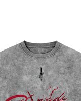 T-shirt graphique anime gris pour homme, en coton, coupe oversize, streetwear, imprimé, délavé vintage, décontracté, avec logo personnalisé, fabricant OEM, fournisseur