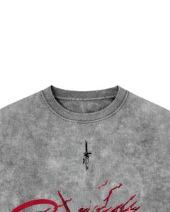 T-shirt graphique anime gris pour homme, en coton, coupe oversize, streetwear, imprimé, délavé vintage, décontracté, avec logo personnalisé, fabricant OEM, fournisseur - Product Image 6