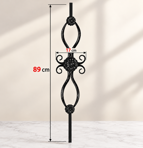 Rampe d'escalier en fer forgé sur mesure avec un travail de menuiserie élégant, une finition noire durable et un design décoratif raffiné pour les escaliers intérieurs - Product Image 4