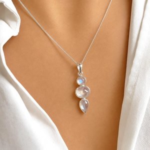 Triple <b>Rainbow</b> Moonstone 925 Sterling Silver Vintage Charm Pendant June Birthstone Gemstone Jewelry OEM Exporter India Women Men - Product Image 2
