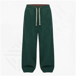 Custom Slogan 500gsm Cotton Fleece Flared Straight Wide Track Pants <b>Baggy</b> Oversized Double Waist Sweatpants <b>Men</b> Winter <b>Trousers</b> - Product Image 2