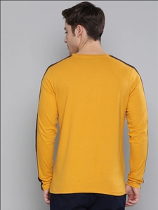 Chemise décontractée homme moutarde à manches courtes, double boutonnage, couleur unie, col tricoté, manches longues, pour l'été, 100 % coton - Product Image 4