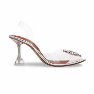 <b>Silver</b> Fancy <b>Heeled</b> <b>Sandal</b> for Bridal FN5506 Model - Product Image 3