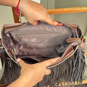 Dernière conception de luxe Rectangle en cuir de vachette véritable usiné à la main Design floral Vintage cartable bandoulière sacs à bandoulière pour les femmes - Product Image 6