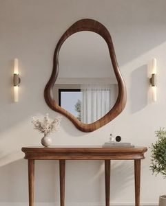 Irregular Wooden Wall Mirror Modern Decorative <b>Framed</b> Mirror for Home Interior - Product Image 2