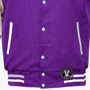 Meilleur corps en laine et manches en cuir de vachette véritable violet foncé et blanc Veste Letterman Varsity - Product Image 3