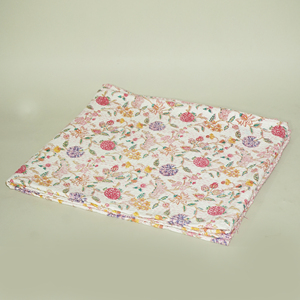 Vintage Floral Kantha Cotton <b>Quilt</b> Handmade Printed <b>Throw</b> Blanket Sofa Couch Cover All-Season Home & Hotel Use - Product Image 2