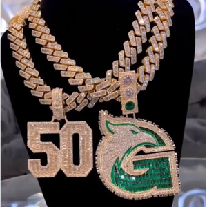 Collier tendance en alliage plaqué or 18 carats, motif géométrique dauphin et faucon, style hip-hop cubain, idéal pour les fêtes - Vente en gros - Product Image 1