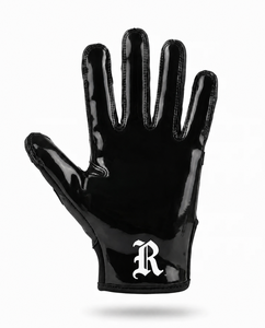 Premium Leather Cross Design American Football Receiver Gloves Adult Men's <b>Sticky</b> Grip Custom Logo Adjustable Wrist Strap - Product Image 2