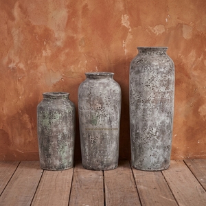 Vase de sol en céramique rustique Vinculo L, grand format, fait main, extra haut, gris vieilli, décoratif, design personnalisable, vente en gros - Product Image 4