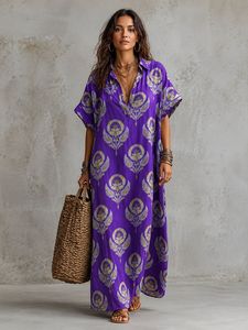 Kaftan Kurta pour femme avec imprimé motif violet - Product Image 1