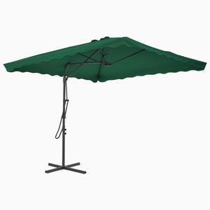 Grand parasol de jardin en polyester vert avec base en acier - Product Image 2