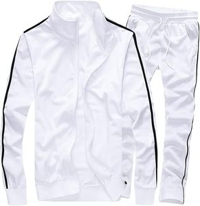 Unisex <b>White</b> Tracksuit Full Zip Sporty <b>Jogger</b> Set Breathable Polyester Material Regular Fit Autumn Casual Wear - Product Image 4