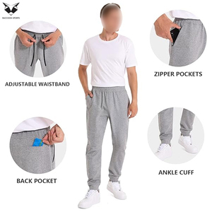 Pantalon de sport personnalisé pour homme, coupe athlétique, anti-transpiration, uni, en mélange coton-polyester, pour fitness - Product Image 5
