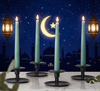 Ensemble de bougies coniques vertes pour le Ramadan, décoration de table festive islamique, célébrations de l'Aïd, salles de prière, mariages, Noël, Pâques, cire de paraffine