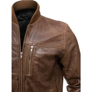 Chaqueta Bomber cálida de invierno para hombre en varios colores cuello alto con tela de cuero de piel de vaca nueva chaqueta de lona - Product Image 3