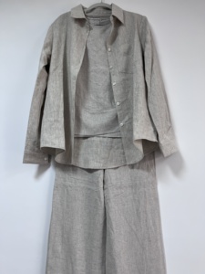 Conjunto de <span class=keywords><strong>Pijama</strong></span>/Chaleco Informal de Cáñamo Suave Personalizado al por Mayor para Mujer, Transpirable, de Manga Larga, para Invierno, Primavera, Verano y Otoño - Product Image 2