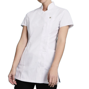 Women Navy <b>Blue</b> <b>Scrub</b> Top Short Sleeve V-Neck Hospital Uniform Cotton Polyester Woven Fabric - Product Image 3