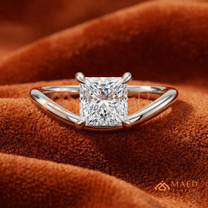 925 Sterling <b>Silver</b> Princess Cut Engagement <b>Ring</b> - V-Shaped Wishbone <b>Solitaire</b> <b>Ring</b> - Product Image 1