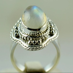 Blue Fire Rainbow Moonstone <b>Ring</b> 925 Sterling <b>Silver</b> Handmade <b>Statement</b> Promise <b>Ring</b> for Women Boho Oval June Birthstone Jewelry - Product Image 1
