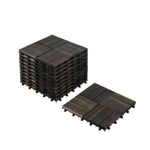 30 PCS <b>Interlocking</b> Deck <b>Tiles</b> Striped Pattern 12\" X 12\" Light Gray Acacia Hardwood Smooth for Outdoor <b>Flooring</b> Patio Balcony - Product Image 6
