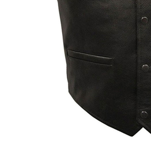 Genuine Cowhide <b>Leather</b> Motorcycle Vest <b>Men's</b> Riding <b>Waistcoat</b> with Adjustable Side Lace Features - Product Image 5