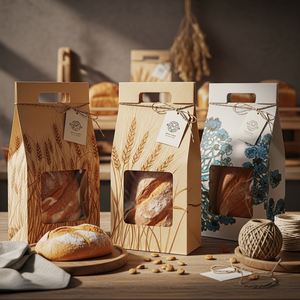 Bolsas de Papel para Panadería, Ecológicas, Reciclables, Biodegradables, con Ventana, Aptas para Microondas, para Regalos y Decoración - Product Image 4