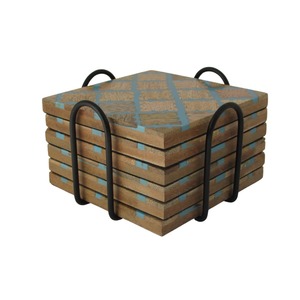Eco Friendly Wooden Coaster <b>Set</b> Reusable Drink Mats for Coffee Shops and Restaurants - Product Image 3
