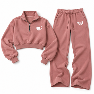 Sudadera corta OEM para mujer con cremallera de un cuarto, top informal a juego con cuello alto, transpirable, de forro polar, conjunto deportivo corto, venta al por mayor - Product Image 5