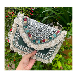 Boho Beach Collection indio hecho a mano con cuentas mujeres bolsos de mensajero lienzo diseñador noche estilo bohemio compras bolsos de hombro - Product Image 1