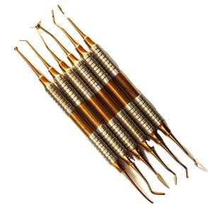Dental Composite Resin Filling Spatula Set with Titanium Plated Head Thick Handle Gold Medic Instruments by <b>Blush</b> surgical - Product Image 4