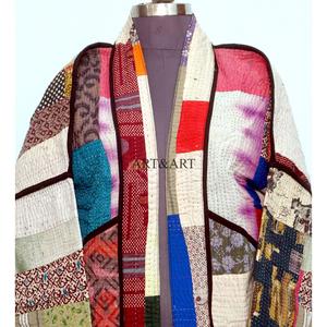 เสื้อแจ็คเก็ตผ้าฝ้ายถักสไตล์โบโฮสำหรับผู้หญิง ลายปักดอกไม้พิมพ์บล็อก ปิดกระดุม เป็นมิตรกับสิ่งแวดล้อม เหมาะสำหรับฤดูใบไม้ร่วงและฤดูหนาว - Product Image 2