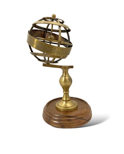 Globe armillaire en laiton de 15 pouces sur trépied en bois ARM55, design Art Déco antique rotatif et éclairé, décoration de bureau, artisanat Tajdaar - Product Image 2