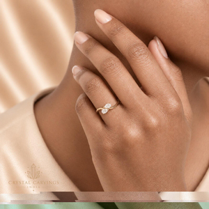 Anillo de compromiso abierto de dos piedras con moissanita de 1 quilate talla pera, chapado en oro, plata de ley 925, anillo de promesa para mujer - Product Image 6