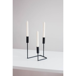 Candelabro Cuadrado de Metal Negro de Alta Calidad con Tres Velas Blancas para Decoración del Hogar - Product Image 3