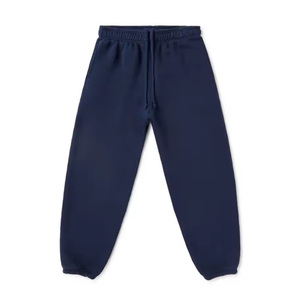 Men's Dark Blue Fleece Sweatpants Elastic Waist Casual <b>Joggers</b> with Pockets Breathable <b>Polyester</b>/Cotton Lightweight Winter Wear - Product Image 6