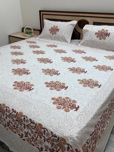 High Quality 100% Cotton Square Real Touch Printed <b>King</b> <b>Size</b> Bed <b>Sheet</b> Set with Two Pillow Covers New - Product Image 4