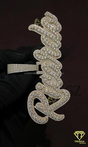 Moissanite Diamond Custom Letter Necklace <b>Iced</b> <b>Out</b> Hip Hop Pendant Gold <b>Chain</b> Luxury Jewelry Gift - Product Image 6